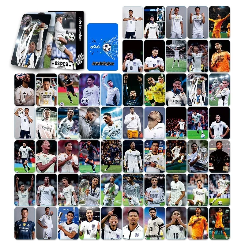92PCS Football star Card Messi Ronaldo Mbappé Haaland Jude Bellingham LaCardmine Yamal Mini Collection Cards Fan Cards lomo card
