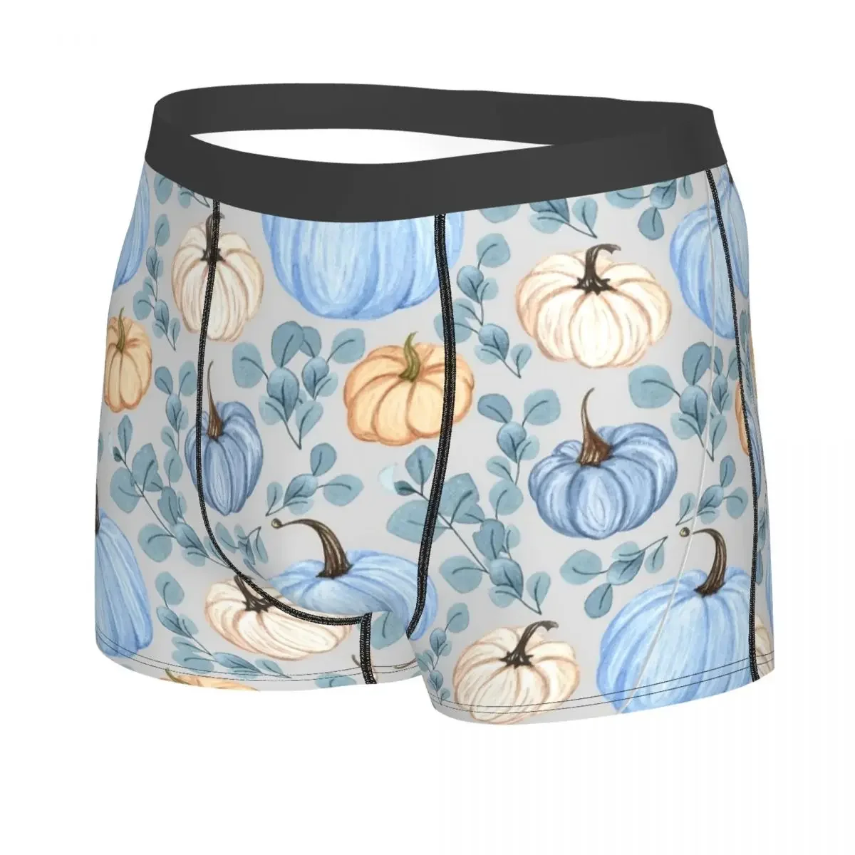 Man Blue And White Pumpkin Fall Pattern Boxer Shorts Panties Breathable Underwear Homme Sexy S-XXL Long Underpants