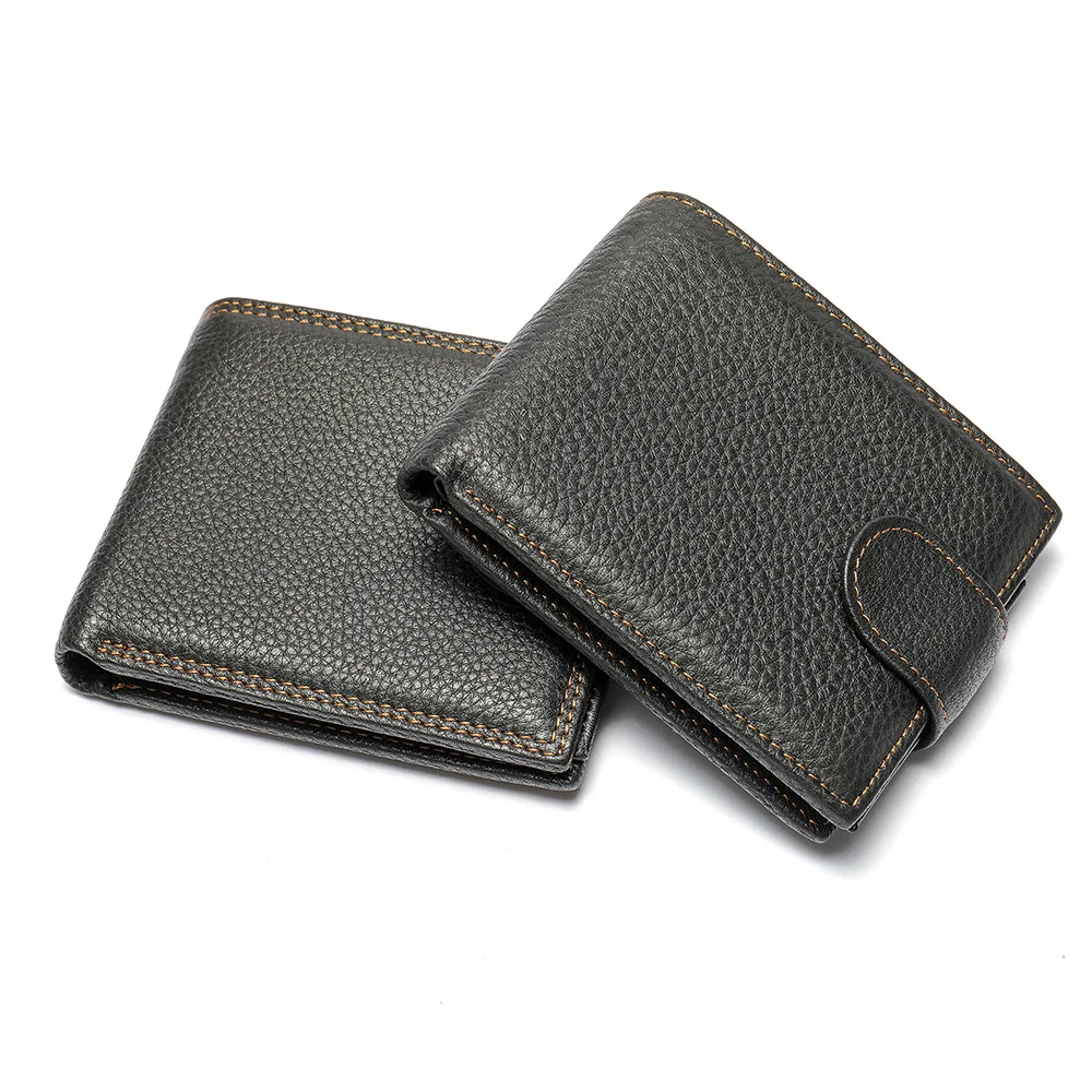 Wallet Card Holder For Men Cowhide Leather Small Purse Mini Coin Cash Pocket Flip Hasp Cultch Bank Credit Card