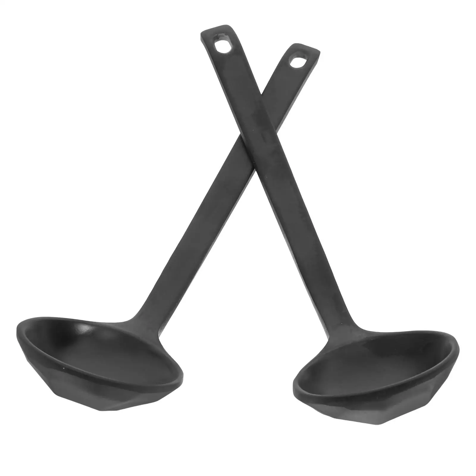 Cucharón de sopa de cáscara de tortuga con mango largo de melamina negra, cuchara de plástico para fideos Ramen, utensilio de cocina, comedor asiático, 2 uds.