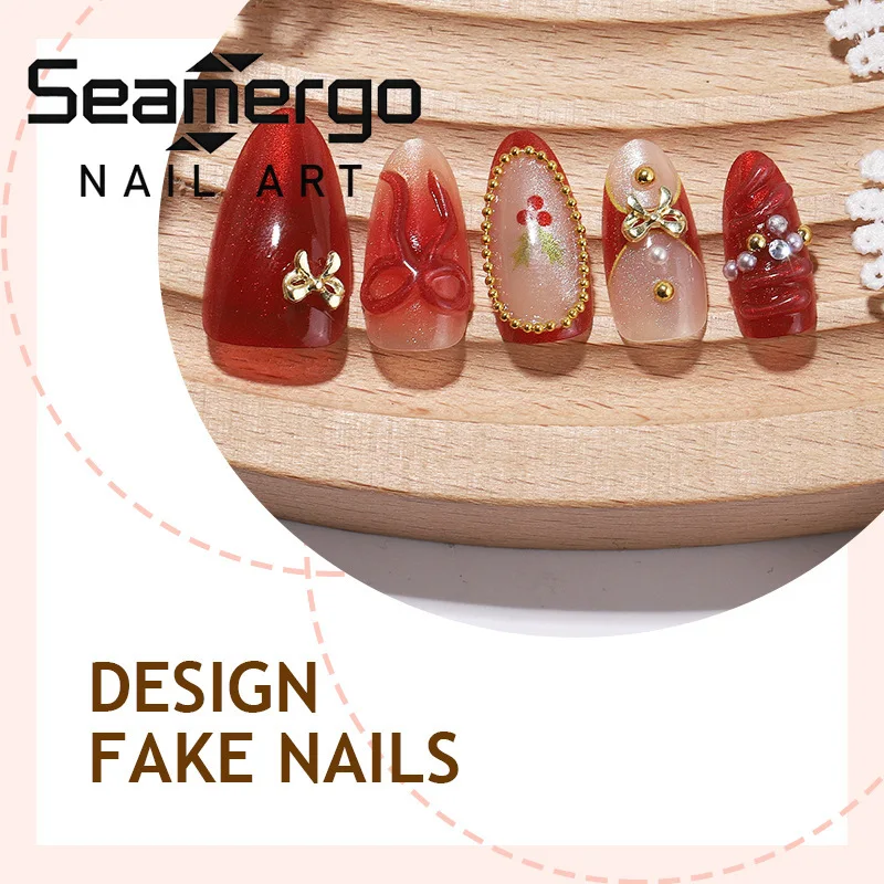 

24 шт. 3D накладные ногти с эффектом «кошачий глаз» и стразами, дизайн «Милая бабочка и бантик», роскошные высококачественные нежные накладные ногти