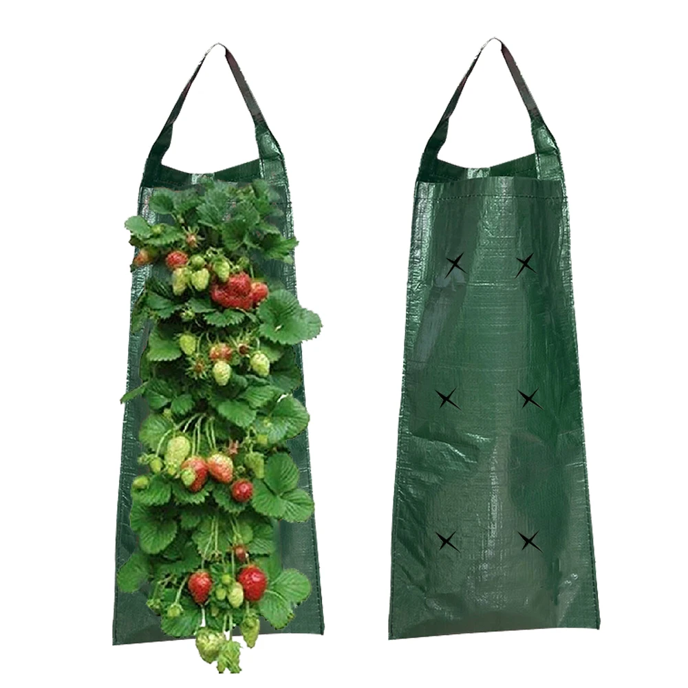 4-8 Pockets PE Hanging Strawberry Planting Bag Wall-Mounted Vertical Grow Bag Perfect for Garden Indoor Plants Vegetable Planter