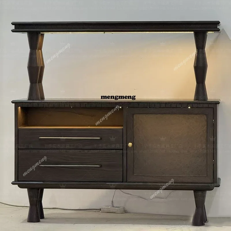 

French retro solid wood dining side cabinet, antique tea cabinet, storage, living room storage cabinet