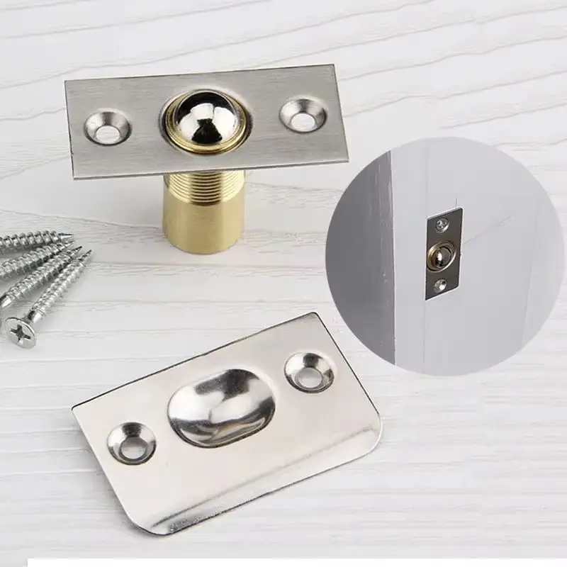 5PCS Stainless Steel+Copper Cabinet Catches Door Stops Hidden Door Touch Bead Spring Bead Gate/Room/KTV/Bar Doors Touch Beads