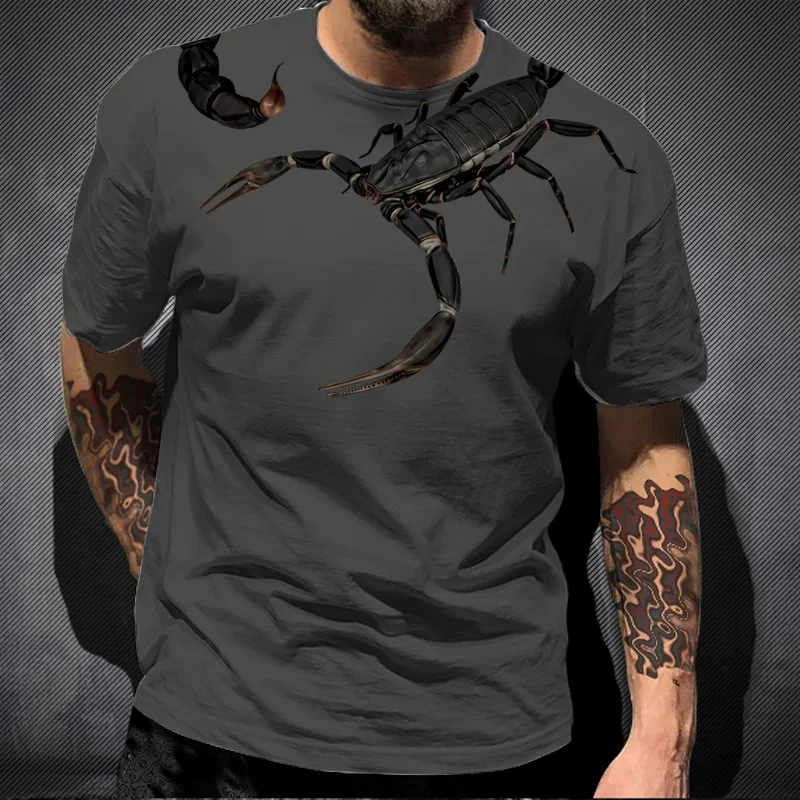 Fashion Scorpion 3D Print T Shirt For Men Oversized T-shirts Casual Street Hip-Hop Tops Tees Short Sleeve Clothing Ropa Hombre