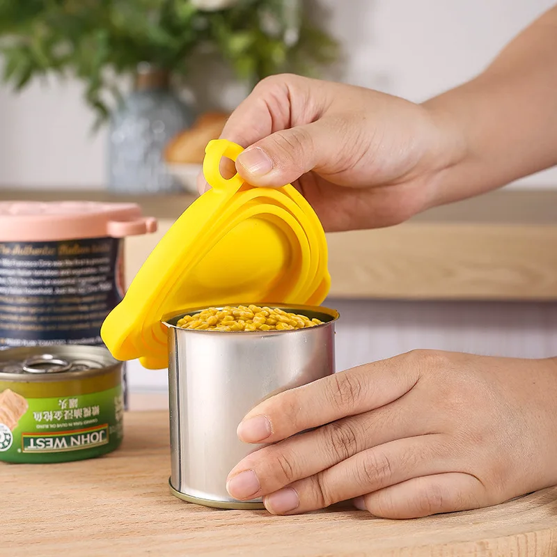 Pet Food Can Lid Silicone Cover Universal Freshness Preservation Seal Lid Silicone for Pet Canisters