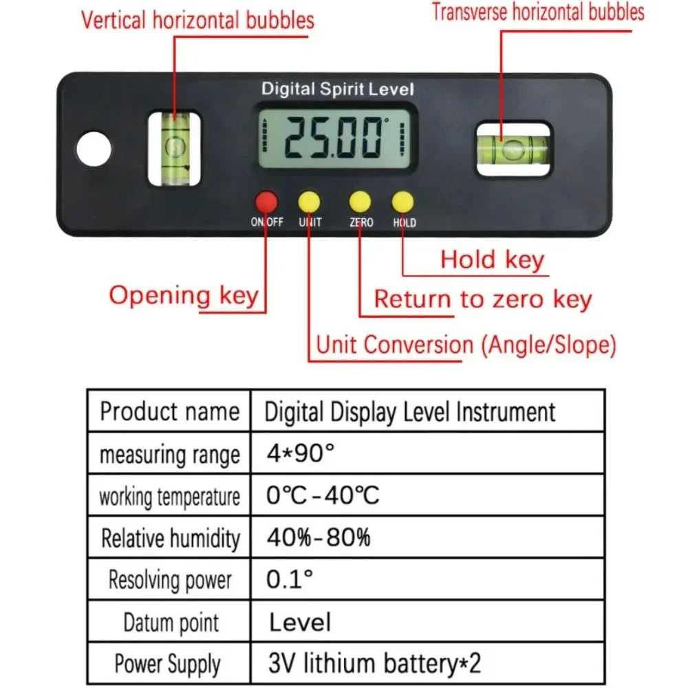 150mm 100mm 360 deg mini digital protractor Angle Finder inclinometer electronic level with magnetic bottom angle measuring tool