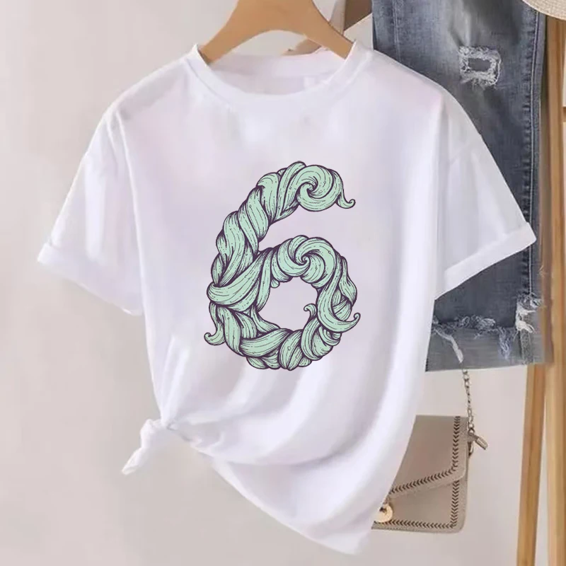 Digital Women's T-shirt Is Suitable For A Family To Wear Versatile And Fashionable Short Sleeved Women's T-shirt Is Suitable