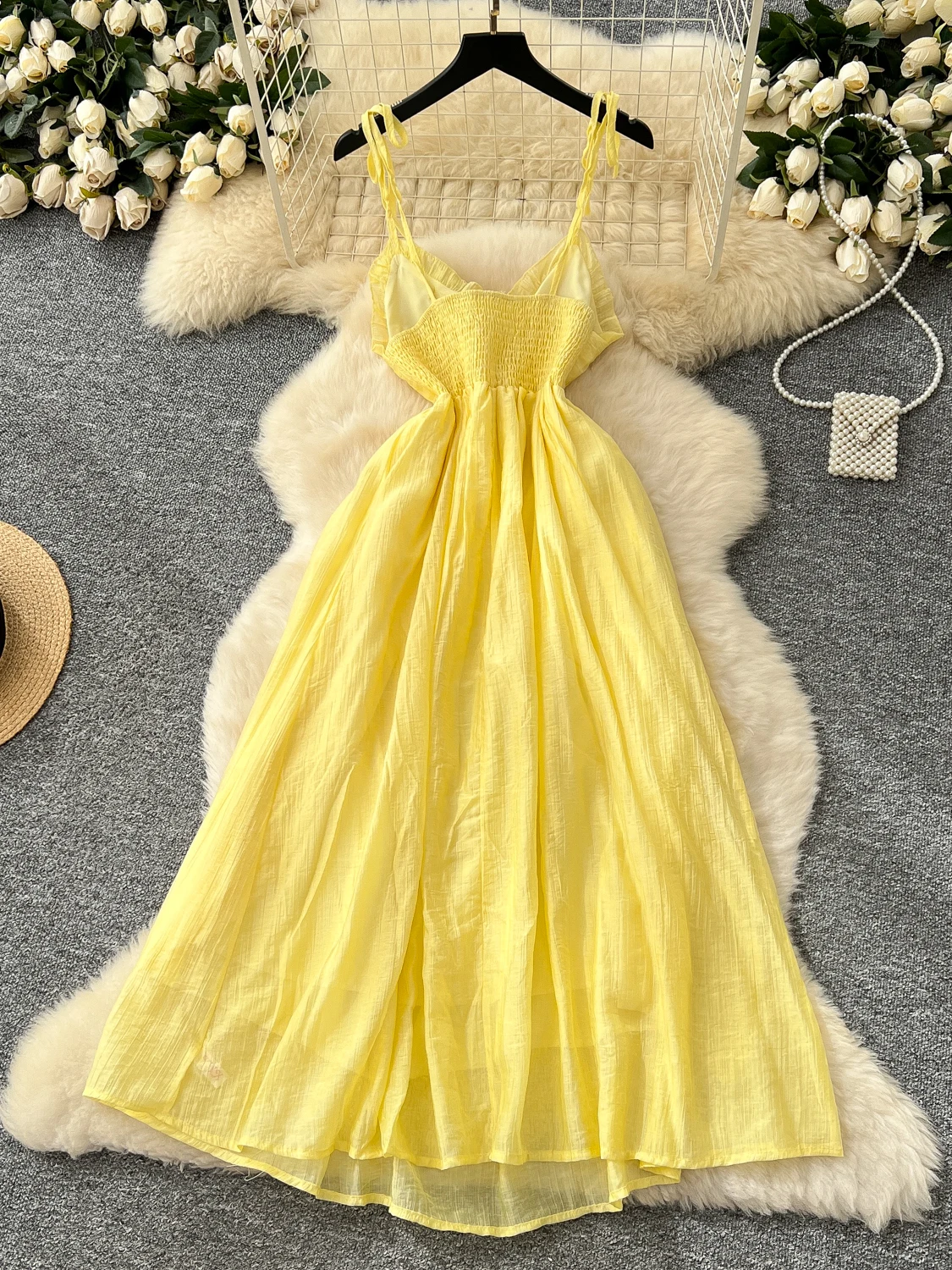 Beach Vaion Irregular Hem Strapl Waist Cinched Floral 3D Design Summer New Sle Women's Dr Korean Sle High Waist