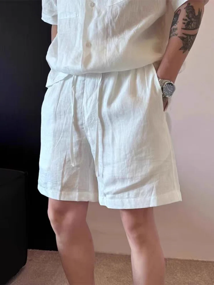 

Loose Fit Linen orts Men's Summer Casual Cleanfit Pants Relaxed Feeling Loose Youthful Straight Leg Knee-Length orts