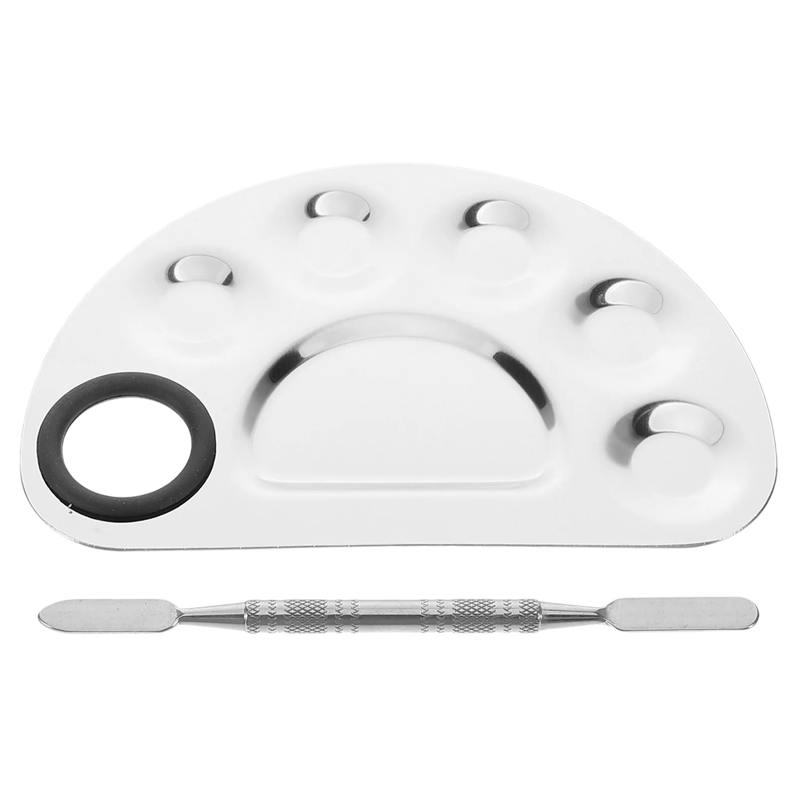 

Nail Mixing Palette with Metal Spatula Multiuse Palette for Foundation Blending Manicure Art Design Portable Beauty