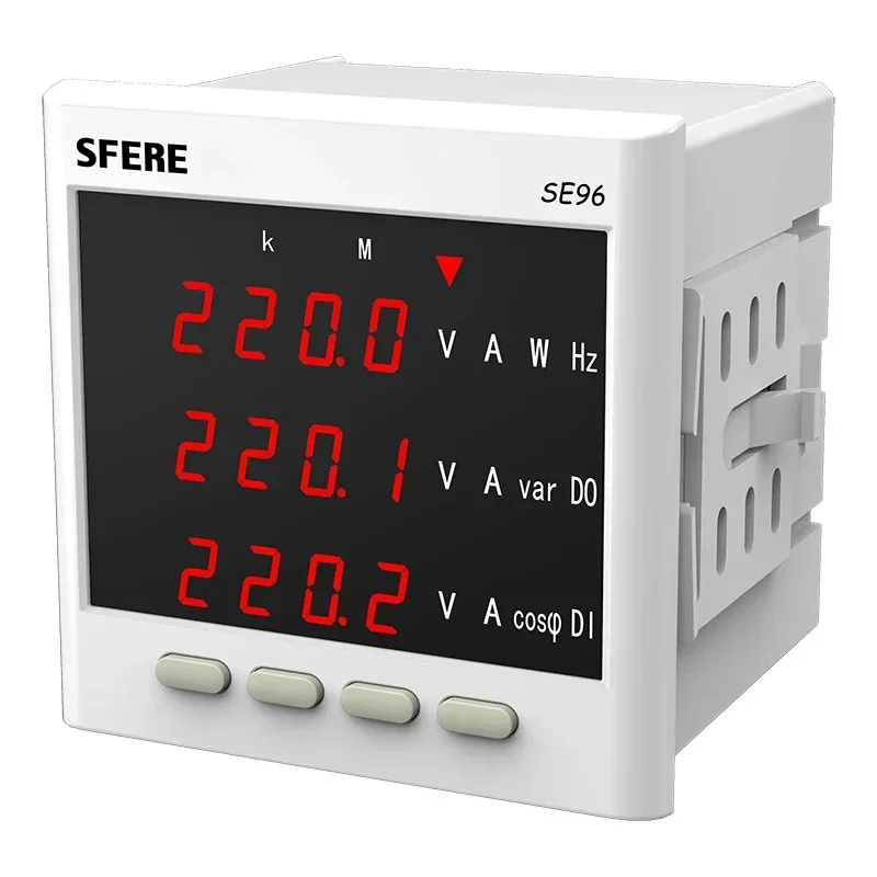 Sfere SE96 Multi-function Harmonic Meter Digital LCD Display Energy Meter RS485 Communication,Switch State Monitor,Limit Alarm