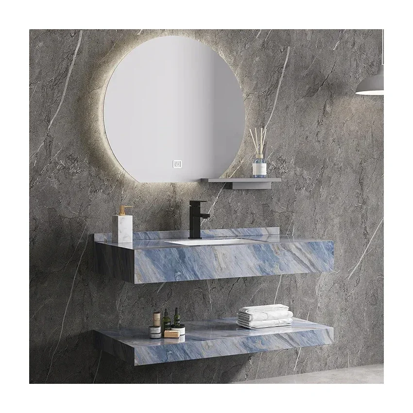 

Double Layers Marble Hand Wash Vessel Wall Mounting Solid Surface Large Basin Rectangular Bathroom Sink for Bathroom