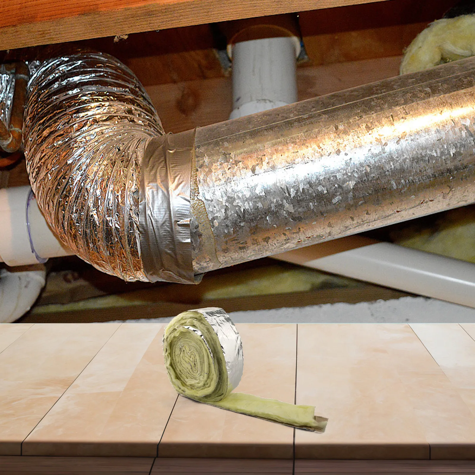 

For Residential Use Indoor Pipe Wrap Fiberglass Pipe Insulation Indoor Use Outdoor Use 32.8 Feet 10M Effective Protection