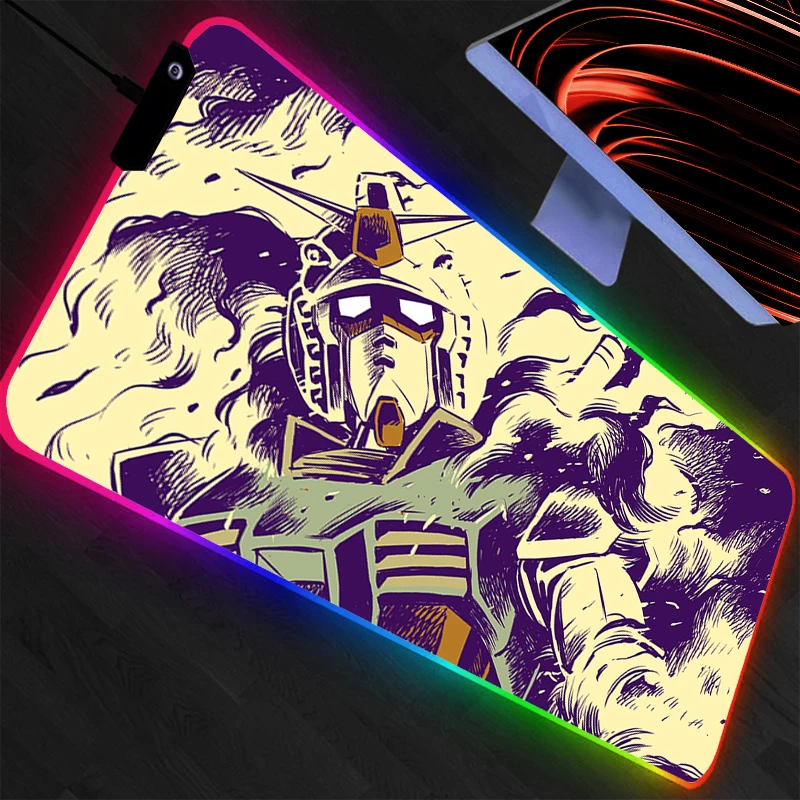 

LED Mouse Pad GUNDAM Large Gamer XXL Keyboard RGB Desk Mouse Mat Carpet Backlight Gaming Notbook Mousepad animation xxl