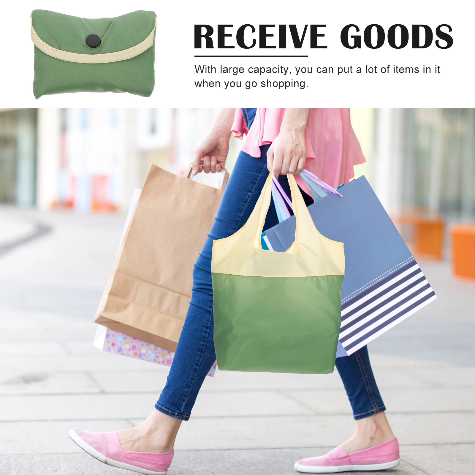 

Reusable Foldable Shopping Bag Washable Portable Lightweight Grocery Tote Polyester Ripstop Storage Handbag Eco Friendly