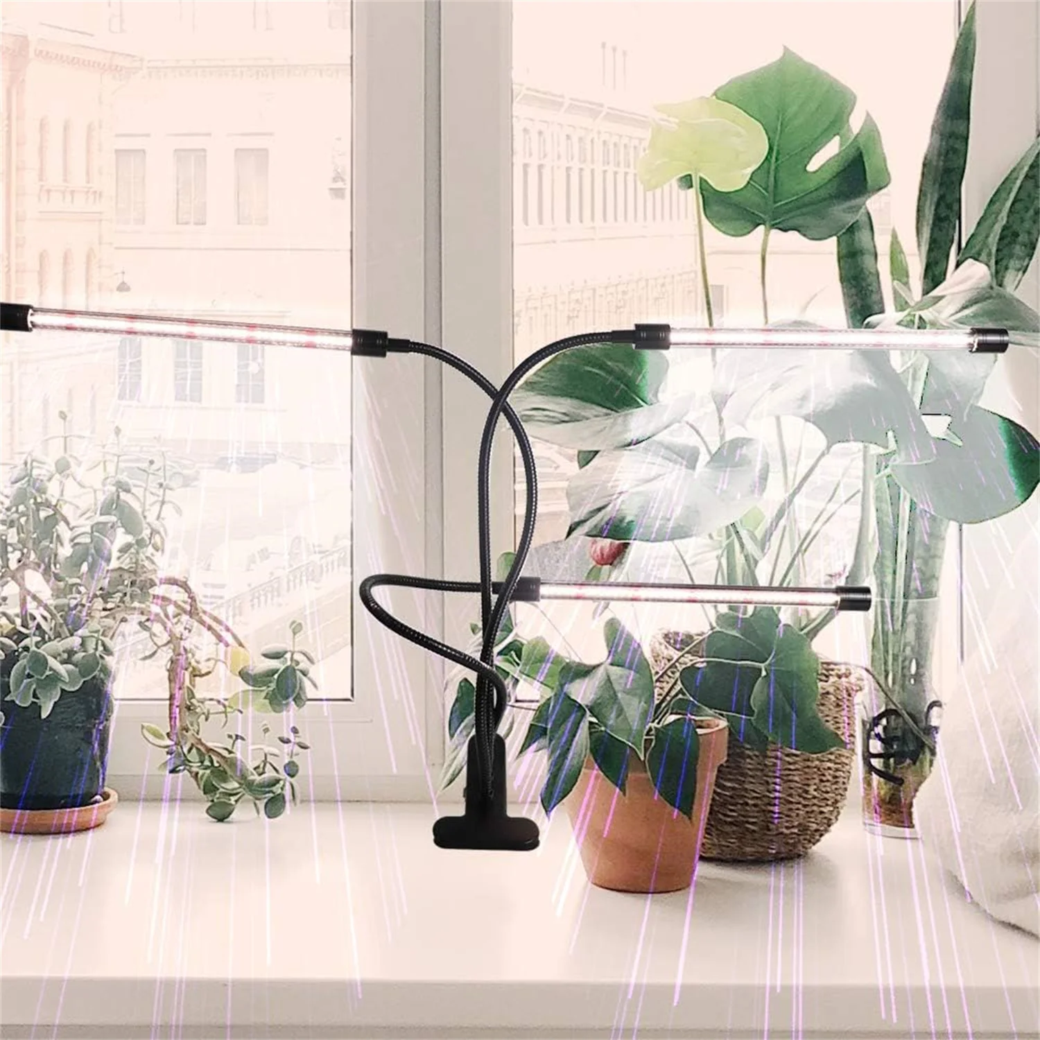 LED Plant Growth Lamp Three-Head Indoor Plant Growth Lamp Full Spectrum Plant Growth Lamp With Clip Seed Automatic Switch Timing