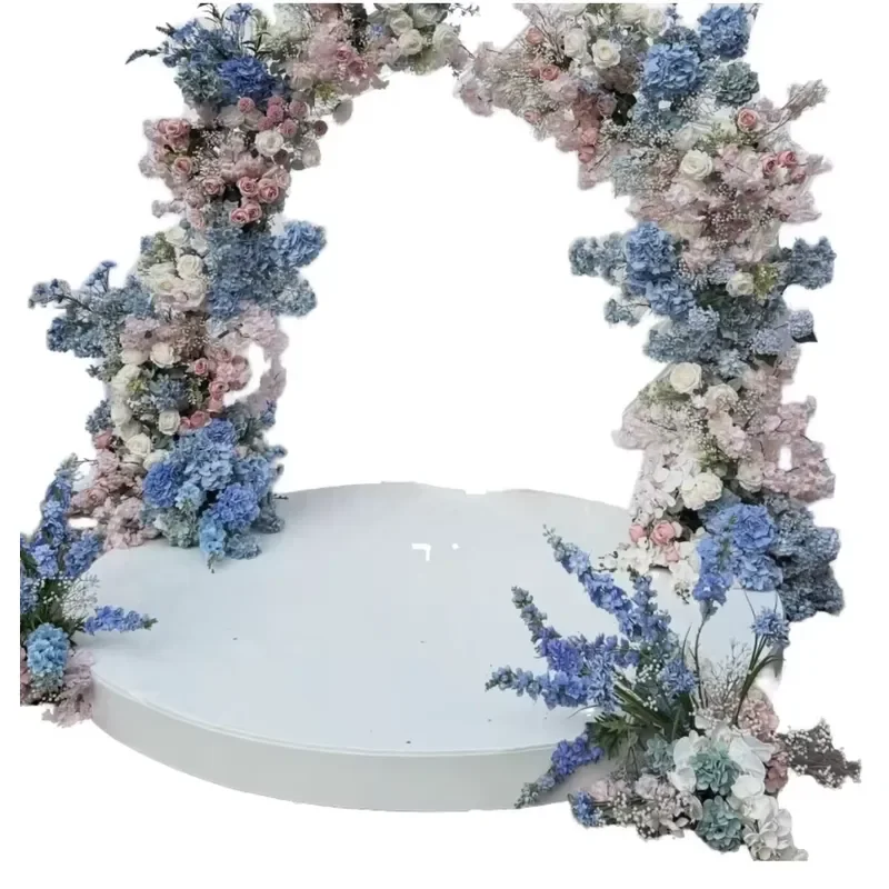 LILIS Sky Blue Artificial Flower Set Wedding Aisle Decor Pre-made Flower Rows Hanging Floral Accents (No KT Board)