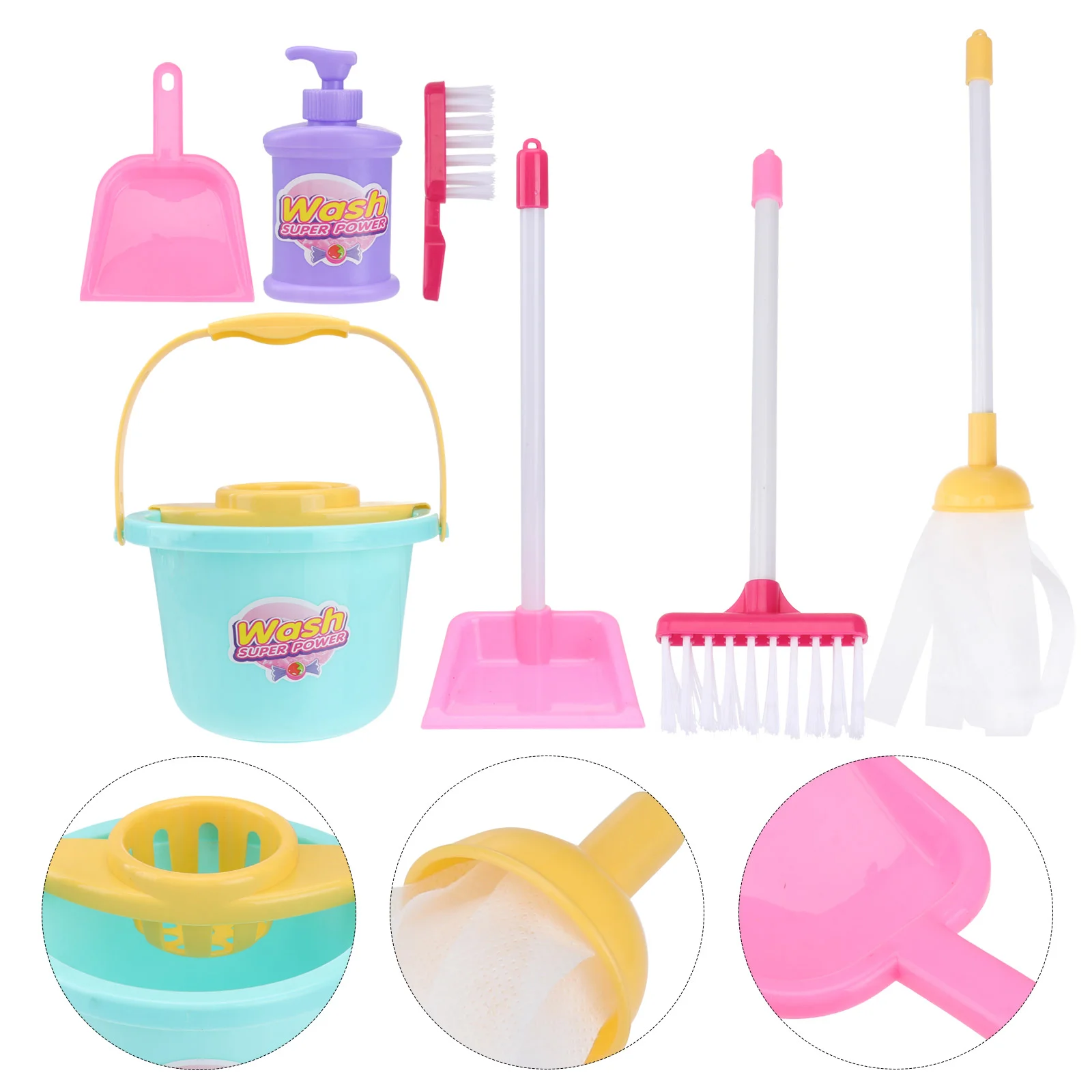 7 Pcs Cleaning Mopping Set Sweeping Toy Kit Toys Suit for Kids Children Tools Broom Dustpan Small Playthings Mini