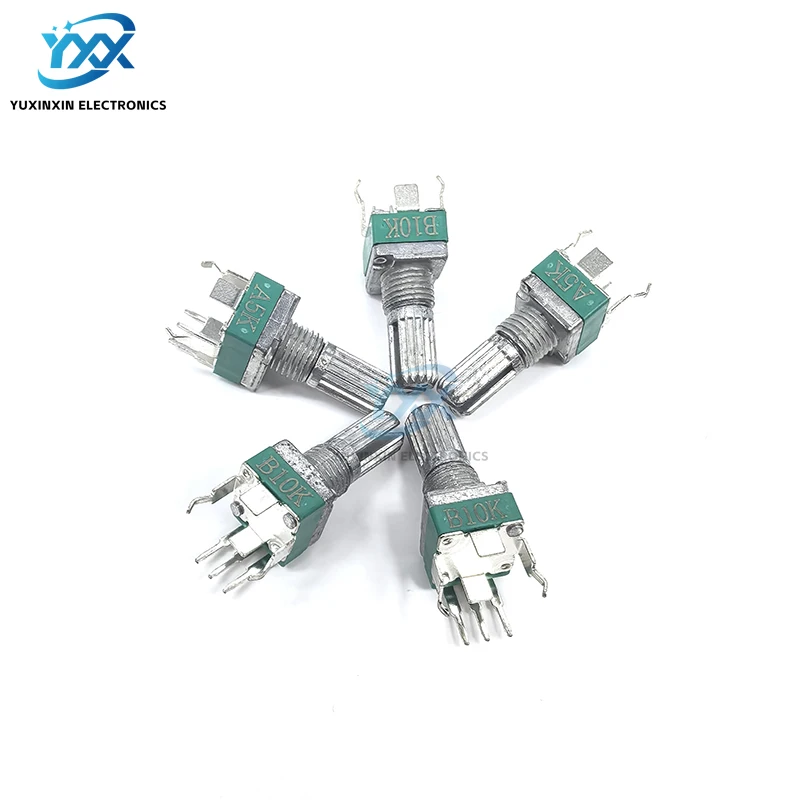 5PCS Vertical single R097 RK097 precision potentiometer with bracket, handle 15mm, no gear, 3 feet A/B10K 2K 5K 100K+ Nut Washer