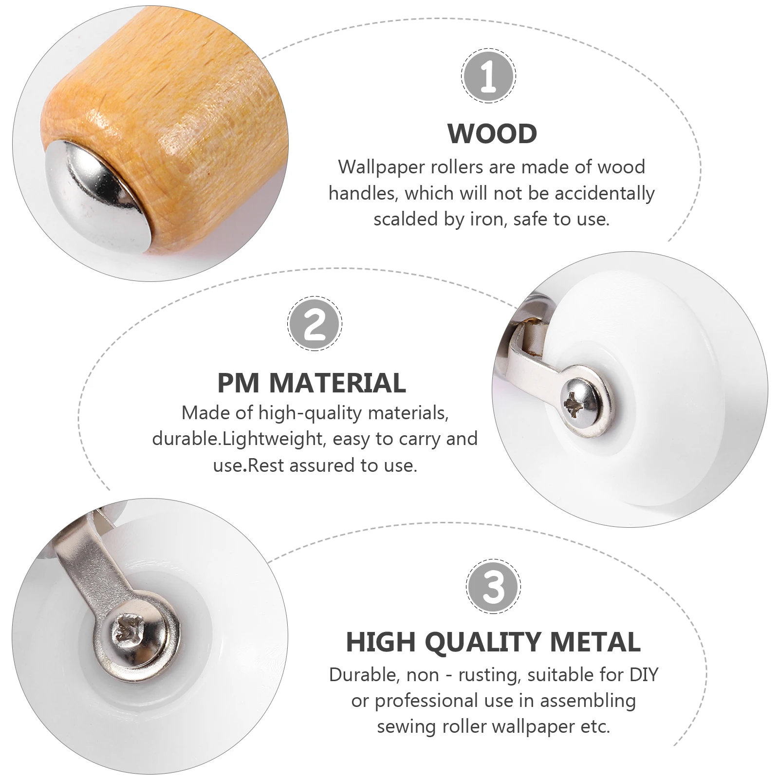 

Wallpaper Seam Roller Wooden Handle PU Material Construction Tool Kit Presser Wheel Home Car Decor Vinyl Film Application