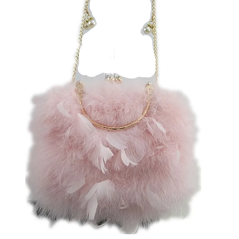 

Handmade Real Ostrich Feather Luxury Evening Bags Fashion Shoulder Bags Party Clutches For Women