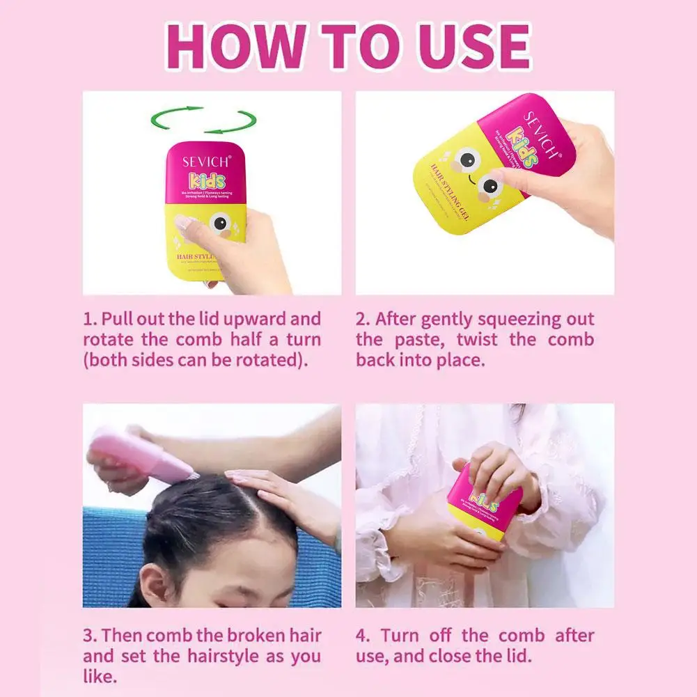 عصا شمع الشعر على شكل ديناصور كرتوني، جل تصفيف شعر فعال للأطفال للشعر المجعد مع تصميم مشط للعناية بالشعر #6