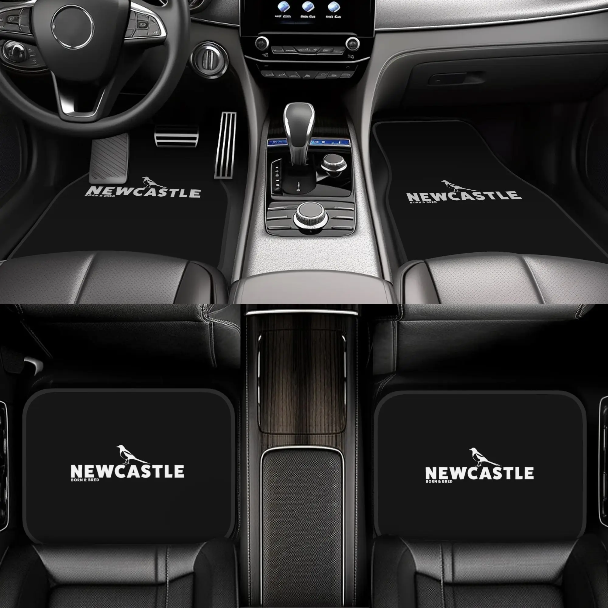 (2D) Cargo Liners. 4pcs Set Newcastle Born And Raised Floor Mats, Durable, Suitable For All Types Of Models, Ideal Gifts, Inter
