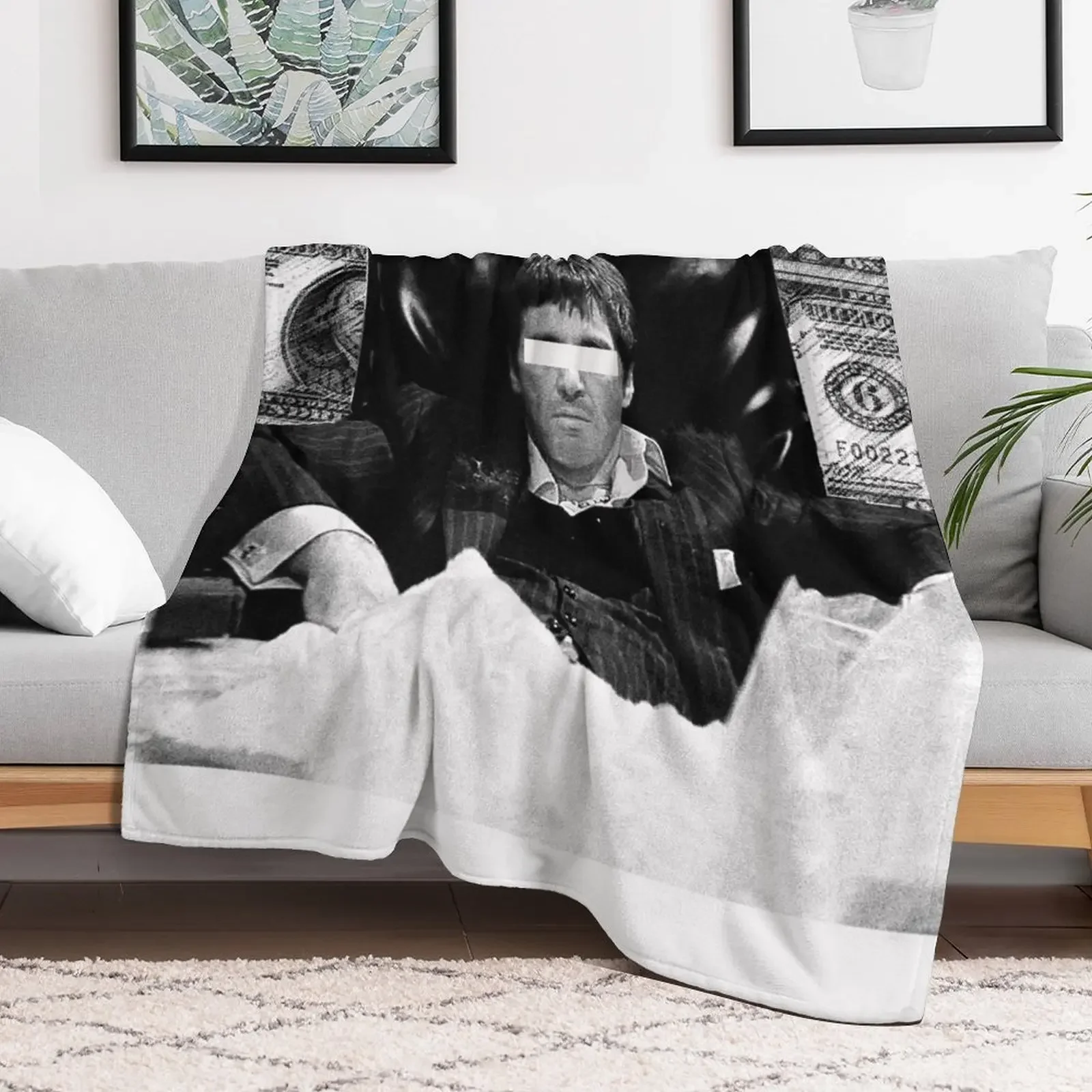 Scarface Black and White Design Throw Blanket Decorative Beds valentine gift ideas Blankets