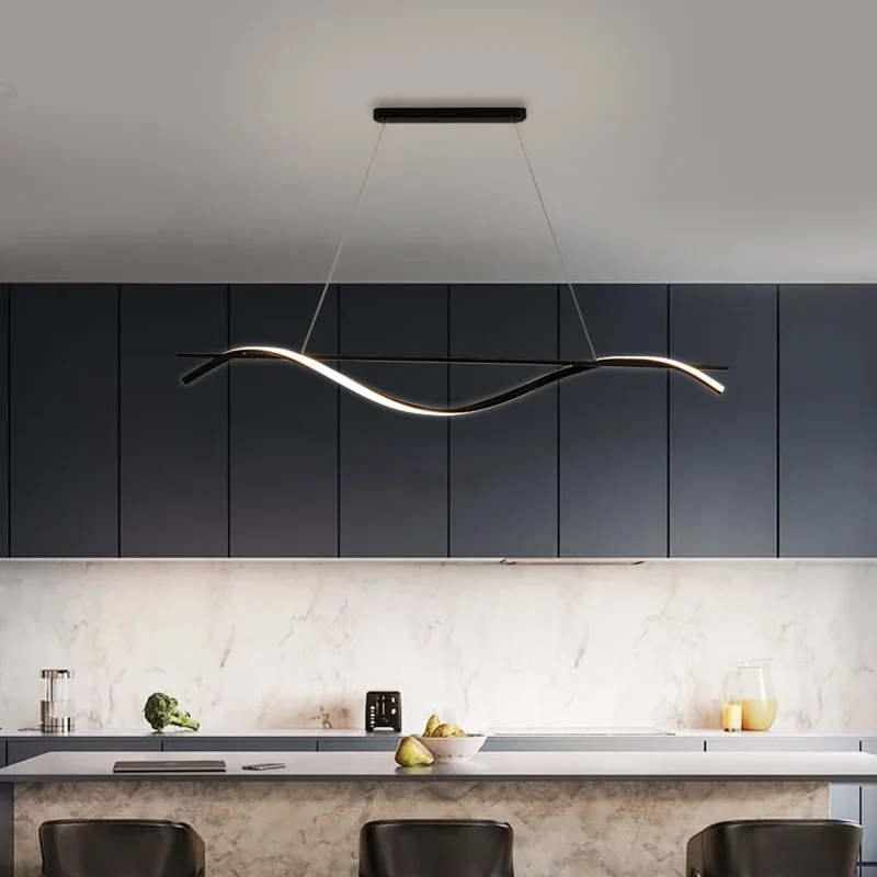 Lampe suspendue au design minimaliste, disponible en noir, luminaire décoratif d'intérieur, idéal pour un bureau, une salle à manger, une cuisine ou une Table