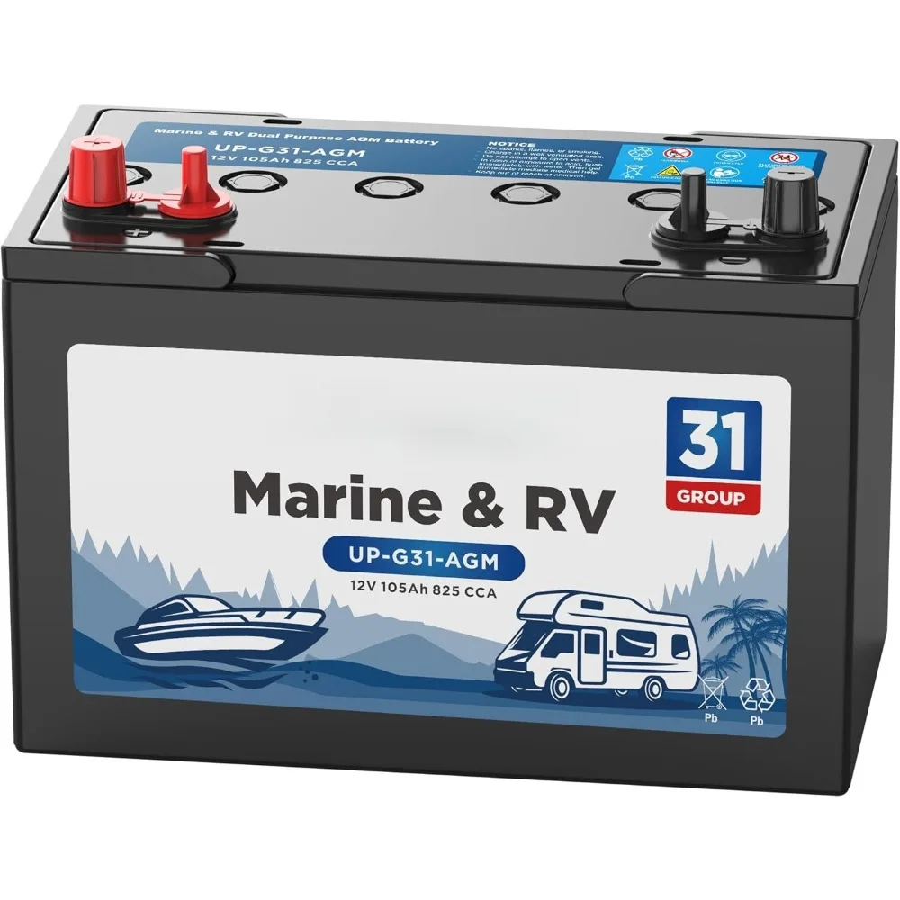 

Морская батарея двойного назначения BCI Group 31M, 12 В, 105 Ач, 825CCA AGM, пусковые и глубокие аккумуляторы для автодома и лодок для навигации