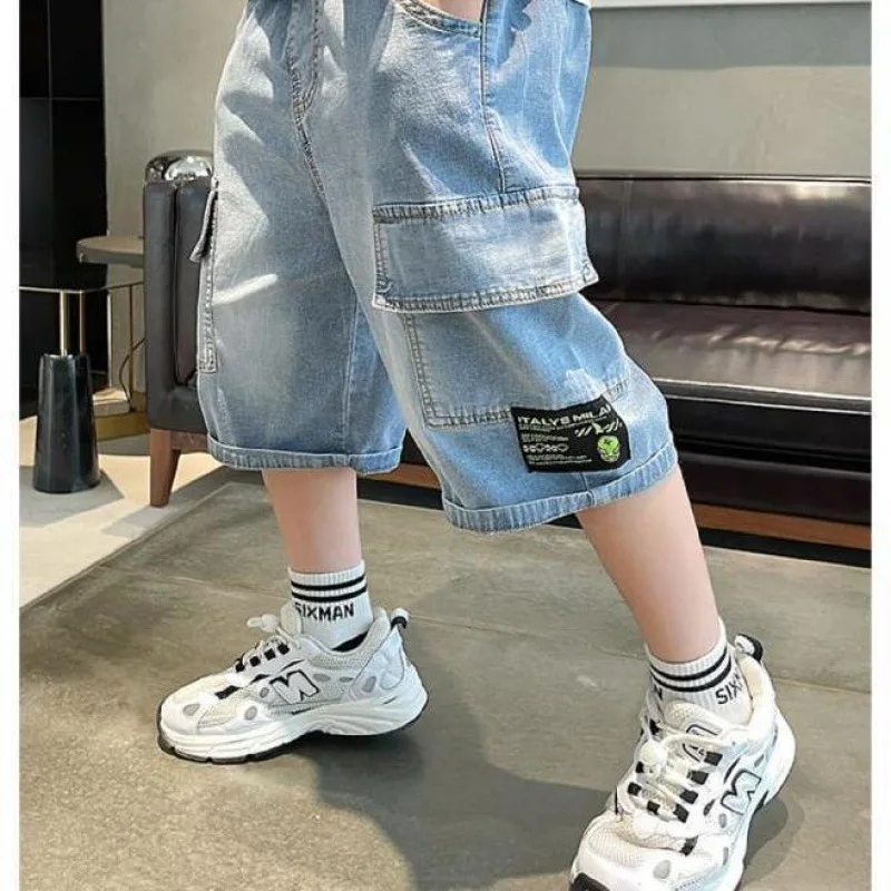 Teenage Boys Denim Shorts 2024New Children Boy Summer Pants Kids Jeans 4 5 6 7 8 9 10 11 12 13 14 15 Years