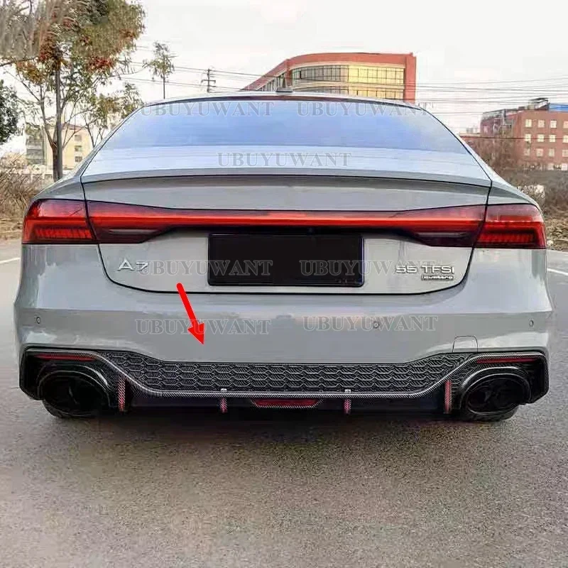 For Audi A7 S7 Sline 4 Door 2019 2020 (Not fit standard A7) Rear Bumper Diffuser Lip Spoiler with Exhaust Tips