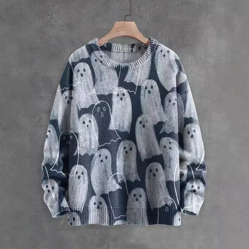 Halloween 3D Ghost Sweatershirt Women Autumn Harajuku Pumpkin Hoodie Winter Warm Loose Fashion Casual Pullovers For Women MEN