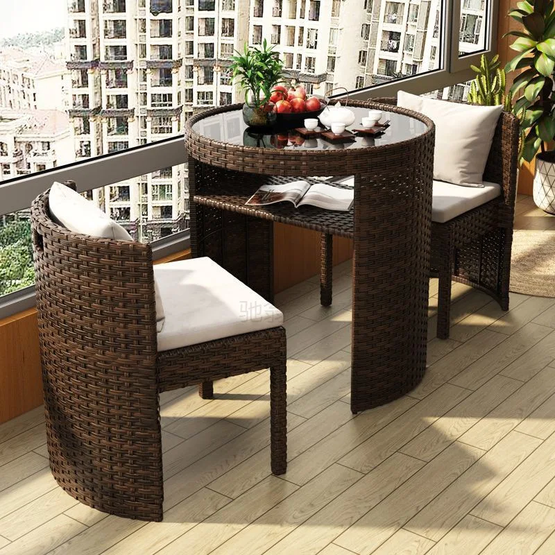 

3R balcony small table and chair tea table and chair combination outdoor courtyard rattan leisure tea table outdoo