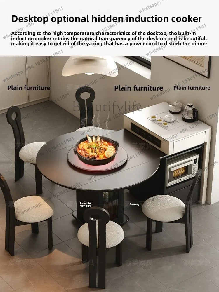 island dining table integrated household retractable multi-functional storage simple retro mid-guide table
