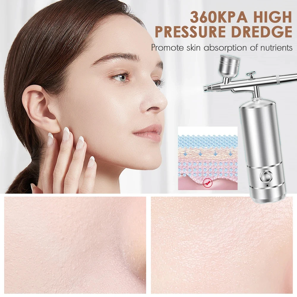 Nano Spray Oxygen Injector Airbrush High Pressure Mist Sprayer Water Jet Facial Cleansing Skin Moisturizing Beauty Apparatus