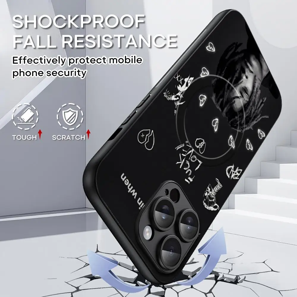 Hot X-XX-X T-Tenta-cionS rap Phone Case For iPhone 16 15 14 13 12 11 Plus Pro Max  High-end Luxury Magsafe Sheepskin