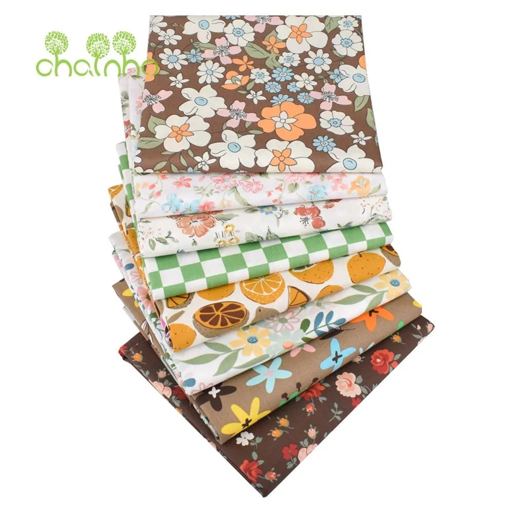 Chainho,Printed Twill Weave Cotton Fabric,DIY Sewing Quilting Material,Patchwork Cloth,Patchwork Cloth,8 Designs,2 Sizes,15C383