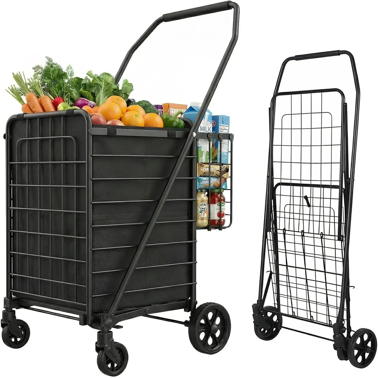 

Collapsible Grocery Cart with Waterproof Liner & 360° Swivel Wheels - Ideal for Laundry, Shopping, Travel - 132 LBS Capacity