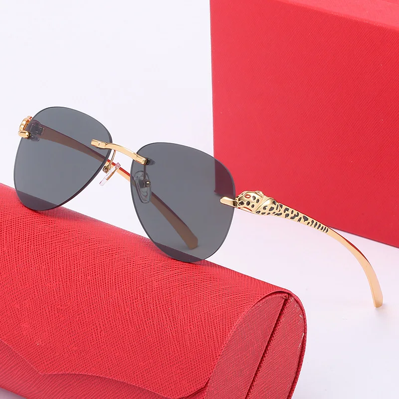 

Leopard-Head Rimless Cut-Edge Sunglasses Unisex UV400 Retro For Driving Street Fashion Festival Daily Wear Trendy Eyewear