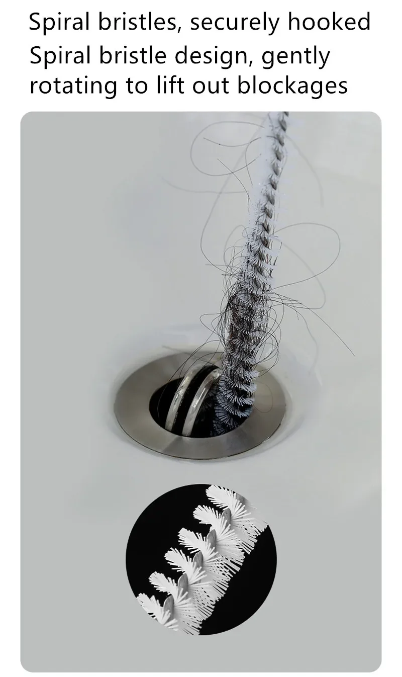 Pipe Dredging Brush Long Clean Kitchen Bathroom Hair Sewer Sink Cleaning Drain Pipe Flexible Cleaner Clog Plug Hole Remover Tool image 3