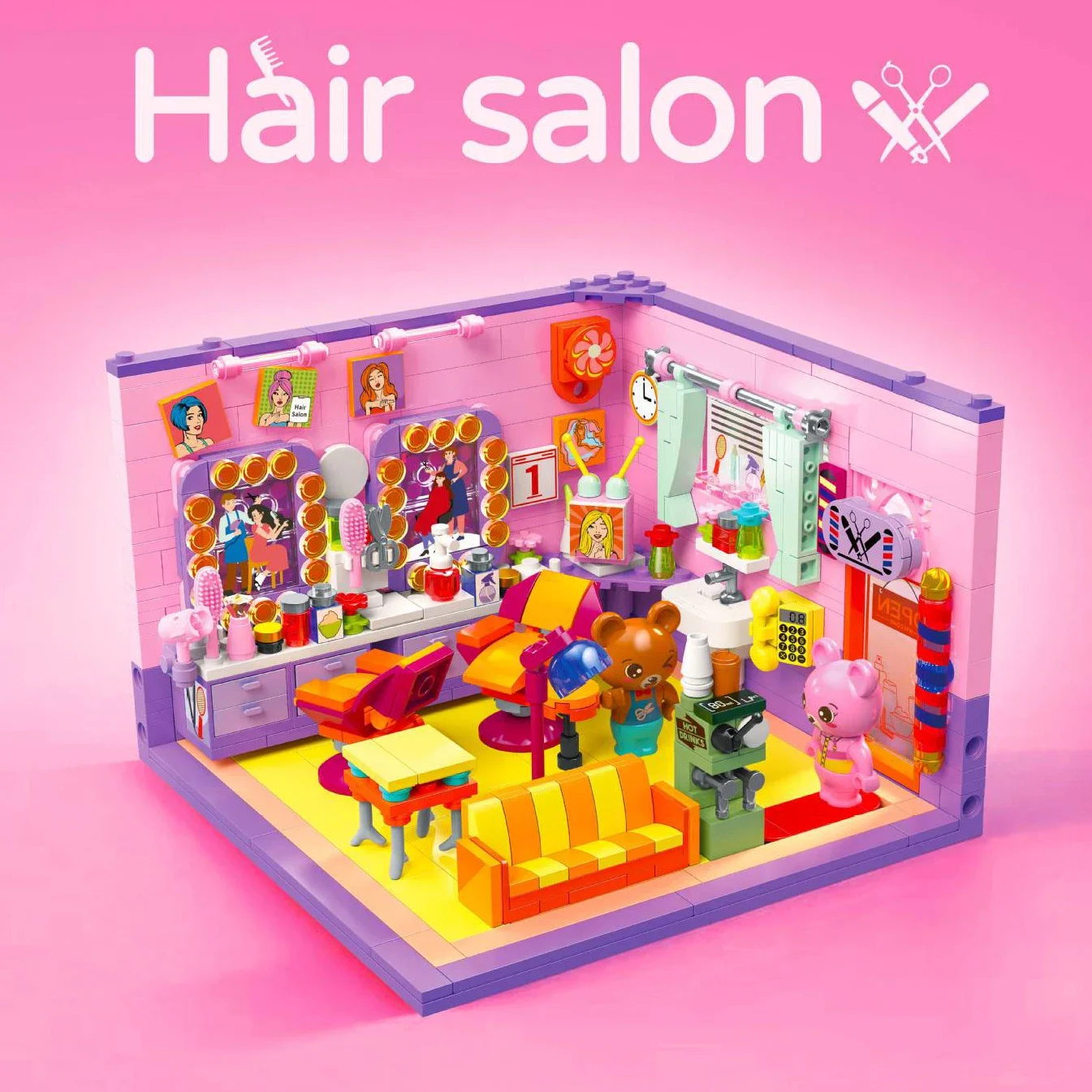 الجسيمات مقهى سجل متجر بار عرض الشارع بناء الالعاب العملاقة الأطفال الإبداعية البناء التعليم اللعب كتل الطوب