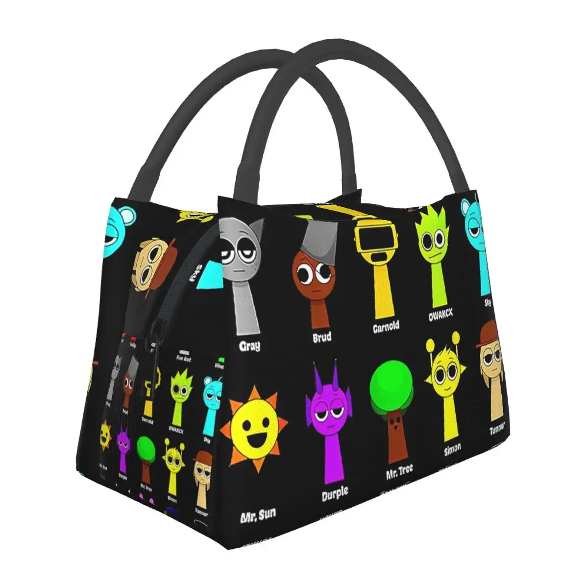 

Детские сумки для обеда Sprunki Gaming Incredibox Sprunki, изолированная коробка для бенто, многоразовая сумка для обеда, сумки для пикника, термосумка-холодильник