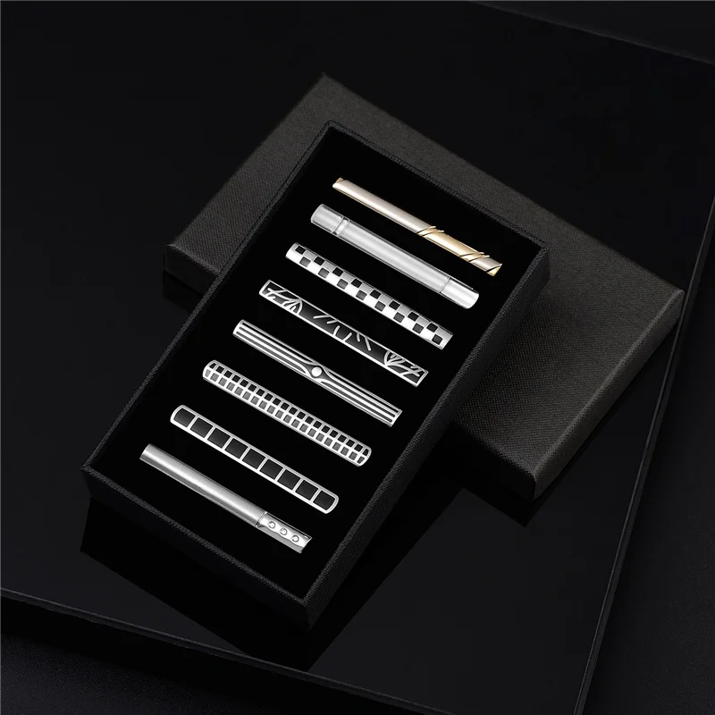 8 PCS Metal Tie Clip Set With Gift Box Wedding Guests Gifts For Man Shirt Cufflinks Men's Gift Husband Luxury Jewelry Business