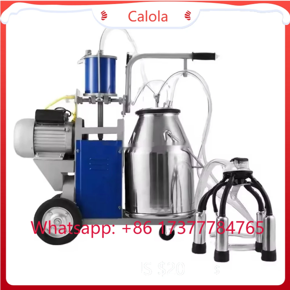 Commercial Dairy Farm Milking Machine, 25L Stainless Steel Electric Cow Milker 10-12 Cows/Hour