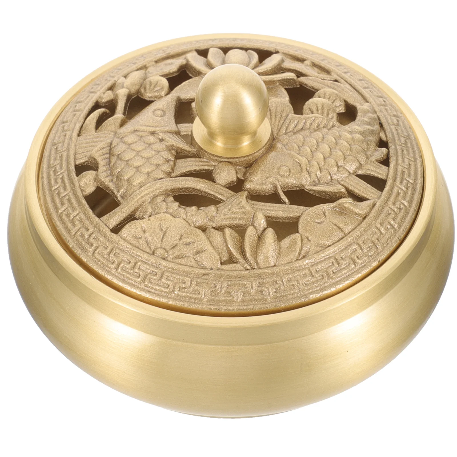 

Copper Brass Koi Incense Burner Decorative Aromatherapy Furnace Censer for Meditation Relaxation Home Decor Incense Burner