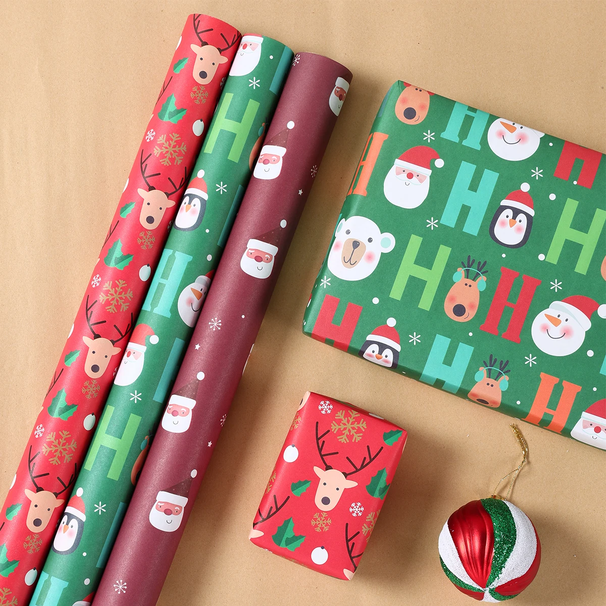 Christmas Kraft Wrapping Paper Merry Christmas Party Decorations For Home 2025 Navidad Natal Noel Xmas Gifts Happy New Year 2026