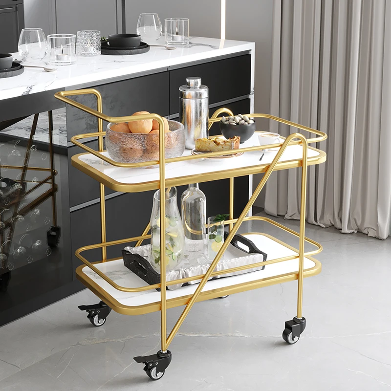 Dining Storage Cart Trolley for Restaurant, Commercial Mobile Hand Push, KTV Hotel Bank Wine Cart, Household Tea Rack