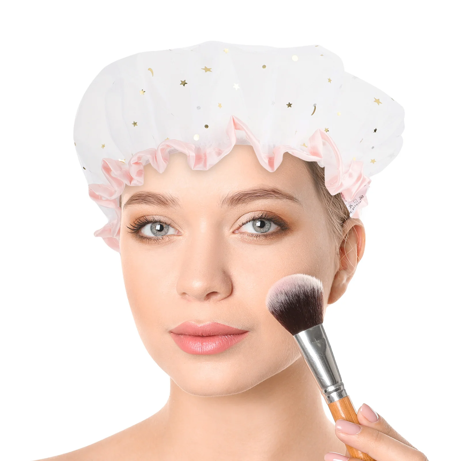 

2Pcs Waterproof Shower Caps Beauty Hat for Women Bathing Bathroom Swim Cute Hair Protection Ladies Home Use
